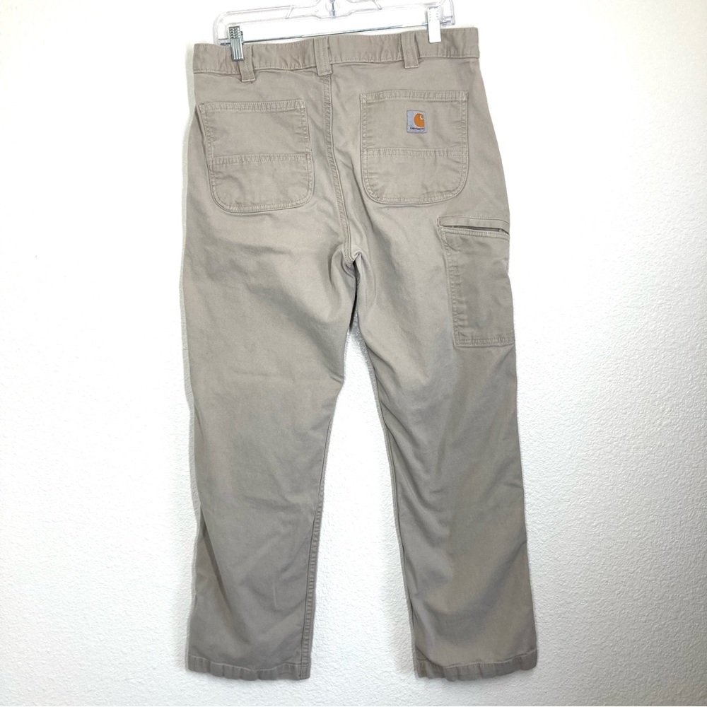 Carhartt Relaxed Fit Canvas Work Pant Mens 34x30 Light Gray Cotton Zip Fly